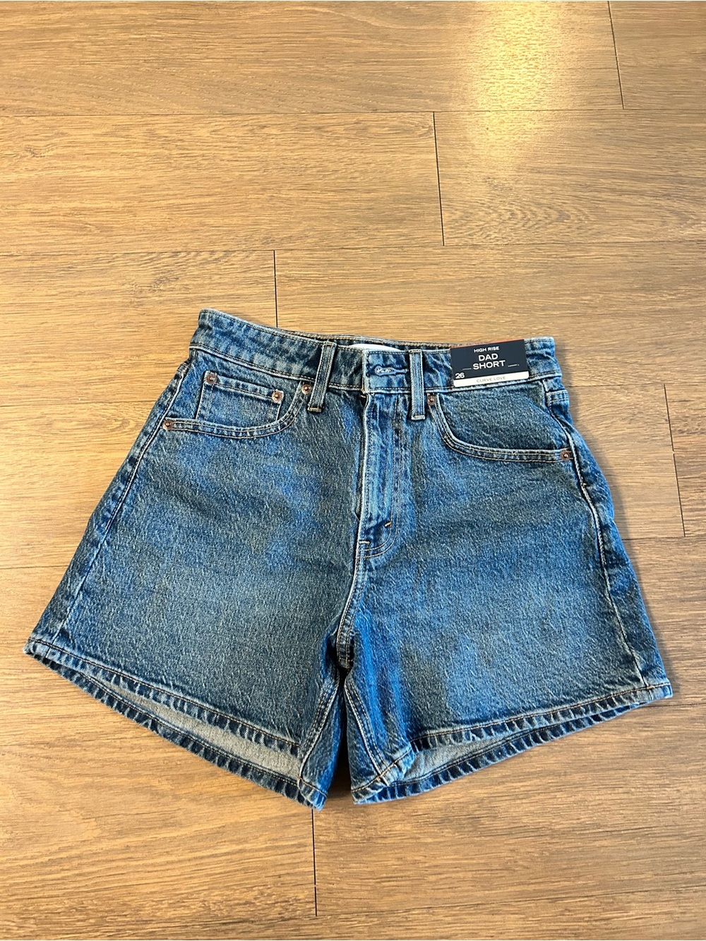 Abercrombie & Fitch High Rise Curve Love Dad Short High-Rise Denim Shorts - Dark